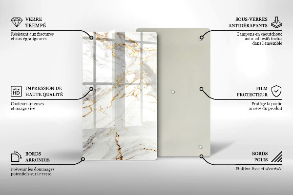 Herd abdeckplatte Heller Marmor mit Gold