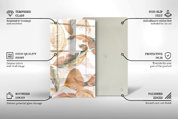 Herd abdeckplatte Boho-Federn und Blätter