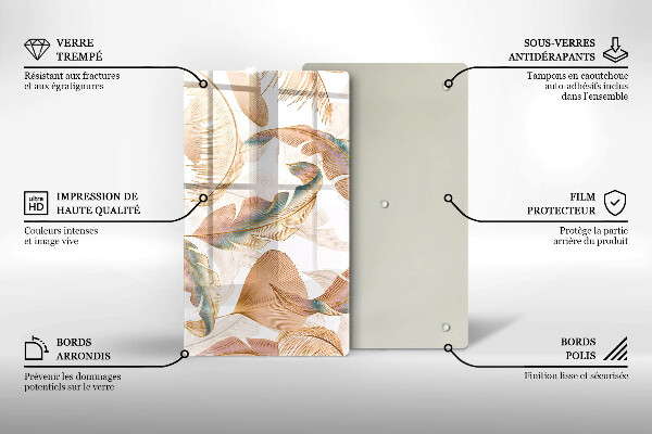 Herd abdeckplatte Boho-Federn und Blätter