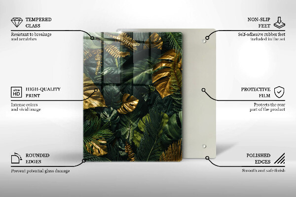 Herd abdeckplatte Goldene Monstera-Blätter