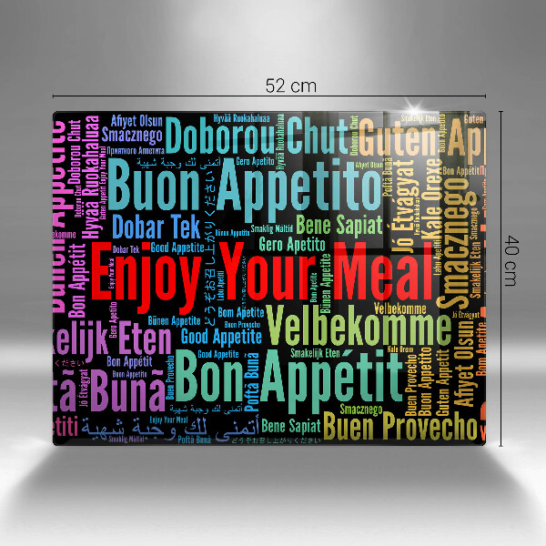 Herdabdeckplatte glas Untertitel Guten Appetit Sprachen