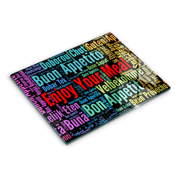 Herdabdeckplatte glas Untertitel Guten Appetit Sprachen