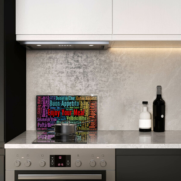 Herdabdeckplatte glas Untertitel Guten Appetit Sprachen