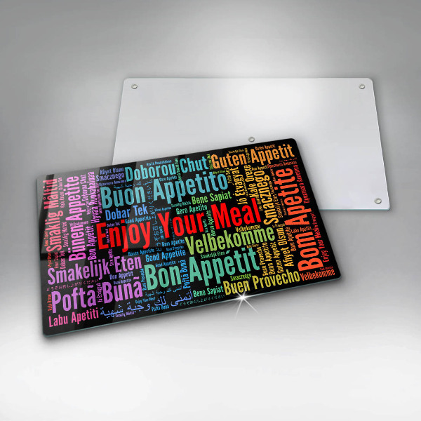 Herdabdeckplatte glas Untertitel Guten Appetit Sprachen