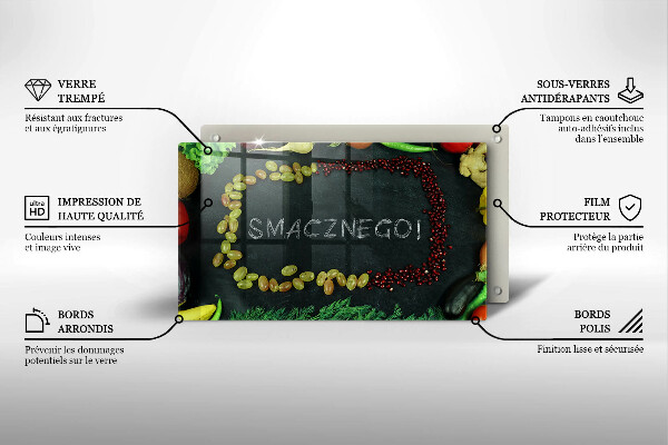 Herdabdeckplatte glas Smacznego!