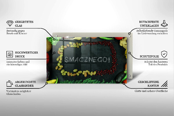 Herdabdeckplatte glas Smacznego!
