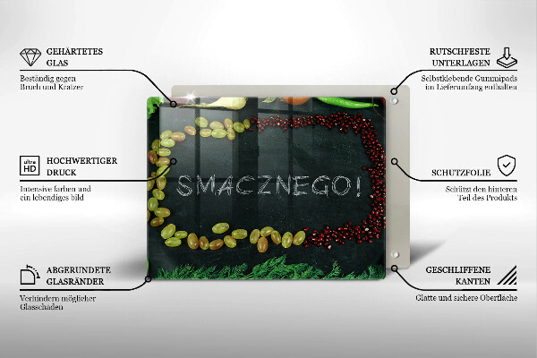 Herdabdeckplatte glas Smacznego!