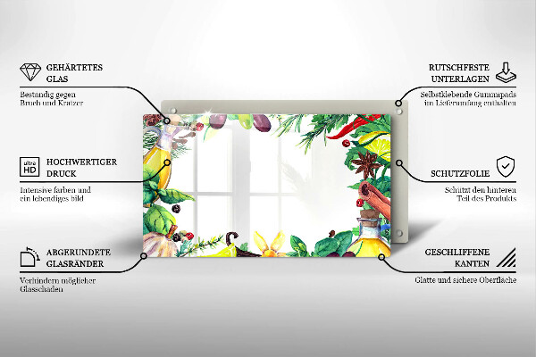 Herdabdeckplatte glas Bemaltes Essen