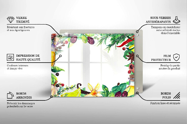 Herdabdeckplatte glas Bemaltes Essen