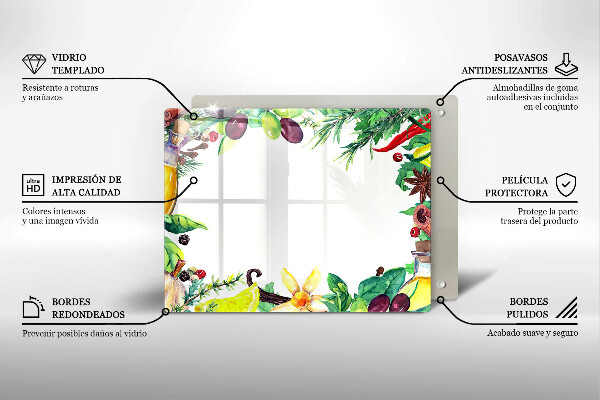 Herdabdeckplatte glas Bemaltes Essen