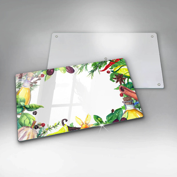 Herdabdeckplatte glas Bemaltes Essen