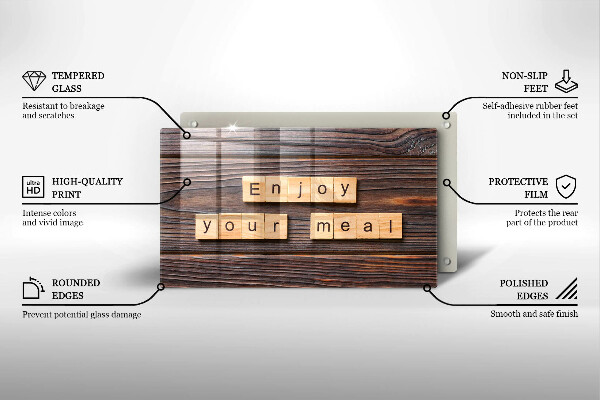 Herdabdeckplatte glas Enjoy your meal