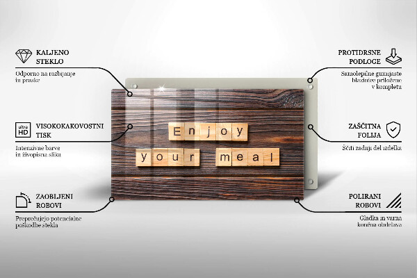 Herdabdeckplatte glas Enjoy your meal