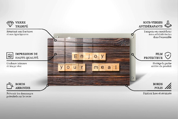 Herdabdeckplatte glas Enjoy your meal