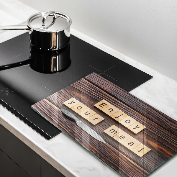 Herdabdeckplatte glas Enjoy your meal