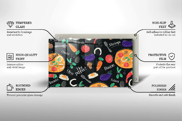 Herdabdeckplatte glas Lebensmittelillustration