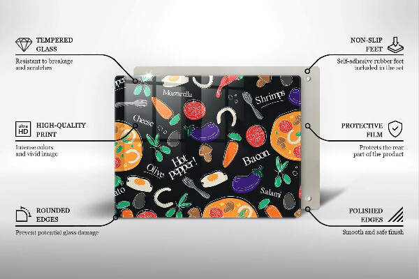 Herdabdeckplatte glas Lebensmittelillustration