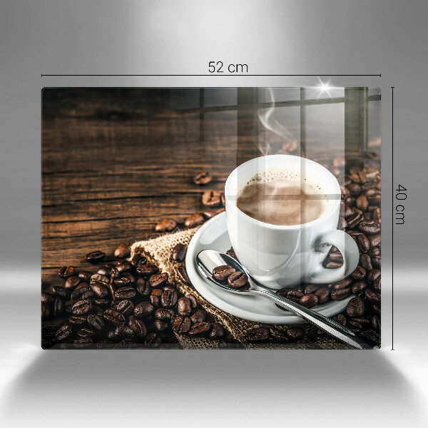 Herdabdeckplatte glas Tasse und Kaffeebohnen