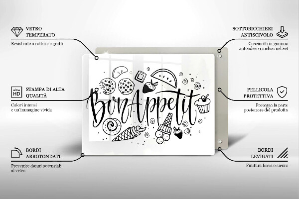 Herdabdeckplatte glas Bon Appetit