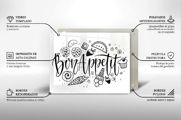 Herdabdeckplatte glas Bon Appetit