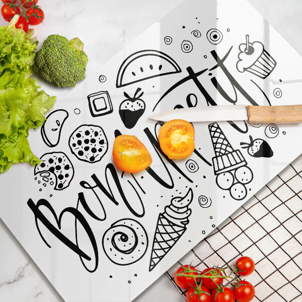 Herdabdeckplatte glas Bon Appetit