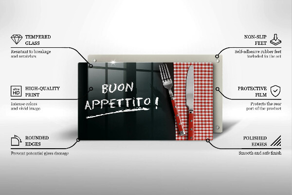 Herdabdeckplatte glas Buon Appetito!