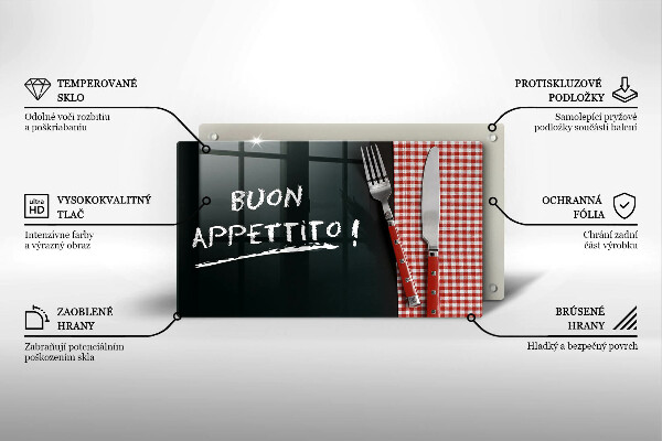 Herdabdeckplatte glas Buon Appetito!