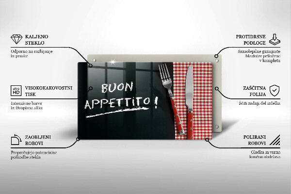 Herdabdeckplatte glas Buon Appetito!