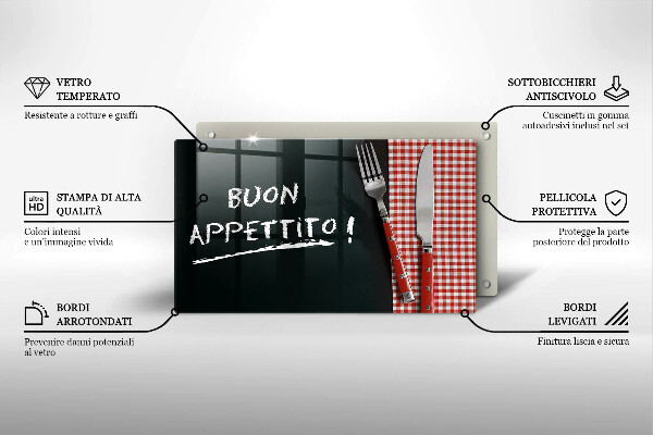 Herdabdeckplatte glas Buon Appetito!