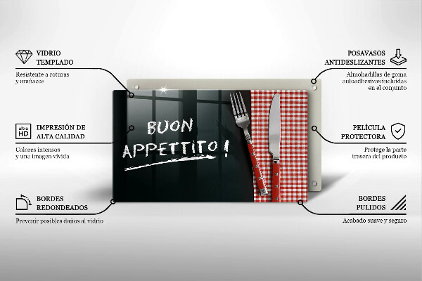 Herdabdeckplatte glas Buon Appetito!