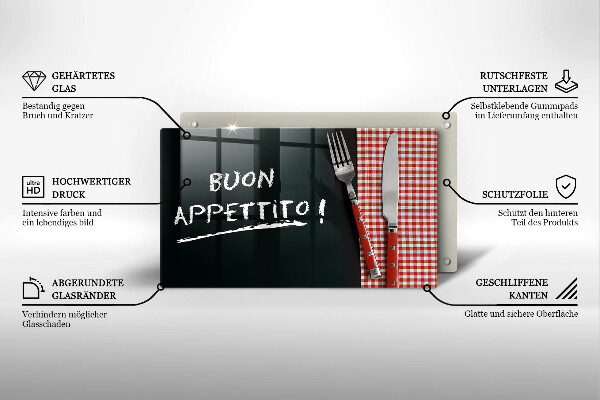 Herdabdeckplatte glas Buon Appetito!