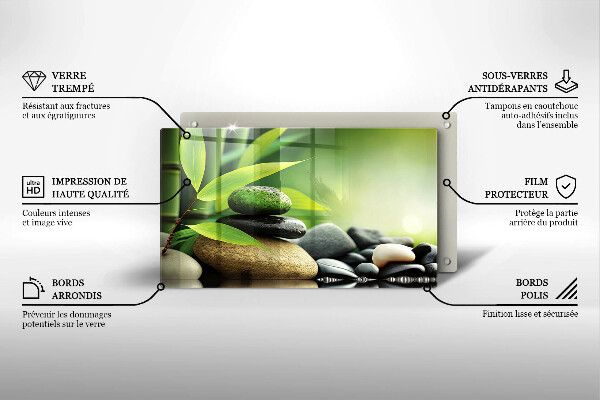 Herdabdeckplatte glas Zen-Bambussteine