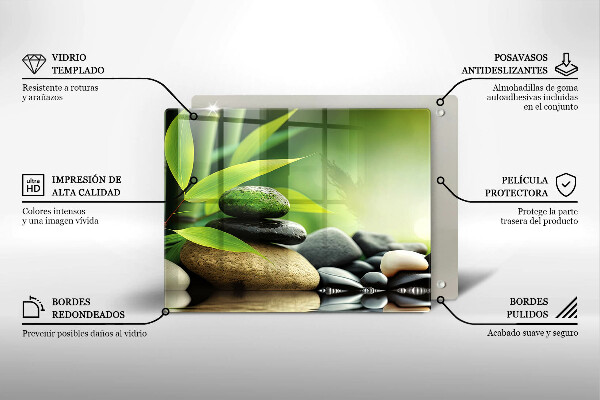 Herdabdeckplatte glas Zen-Bambussteine