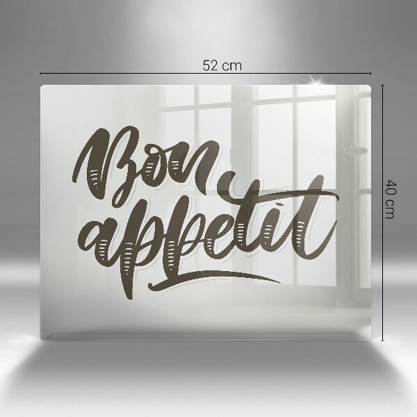 Herdabdeckplatte glas Inscription Bon Appetit