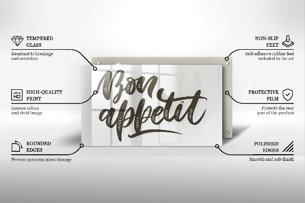 Herdabdeckplatte glas Inscription Bon Appetit