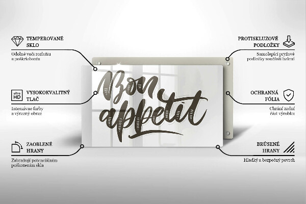 Herdabdeckplatte glas Inscription Bon Appetit