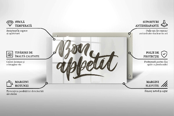 Herdabdeckplatte glas Inscription Bon Appetit