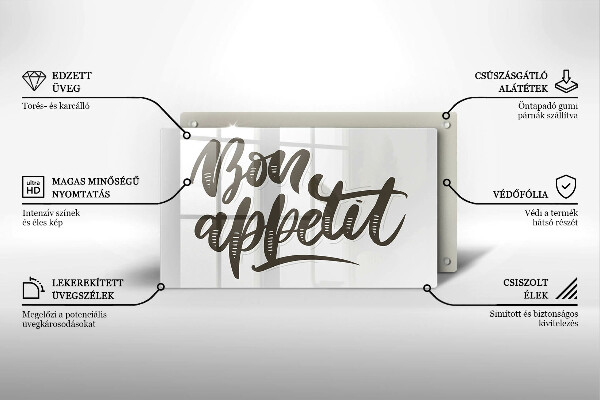 Herdabdeckplatte glas Inscription Bon Appetit