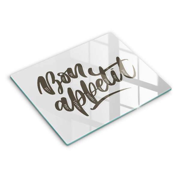 Herdabdeckplatte glas Inscription Bon Appetit