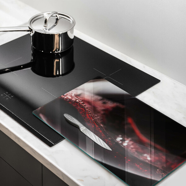 Herdabdeckplatte glas Rotwein im Glas