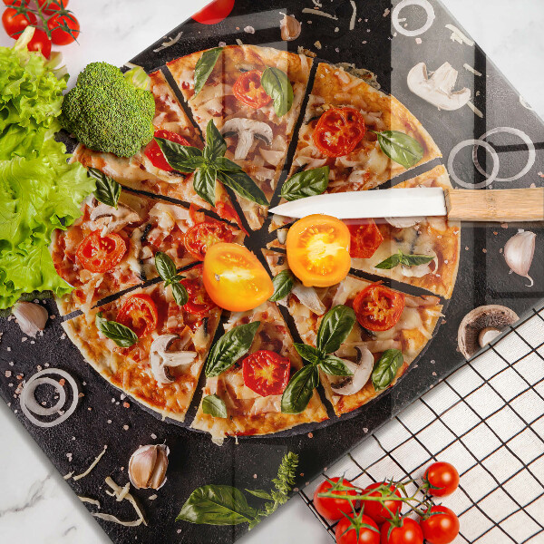 Herdabdeckplatte glas Pizza mit Pilzen