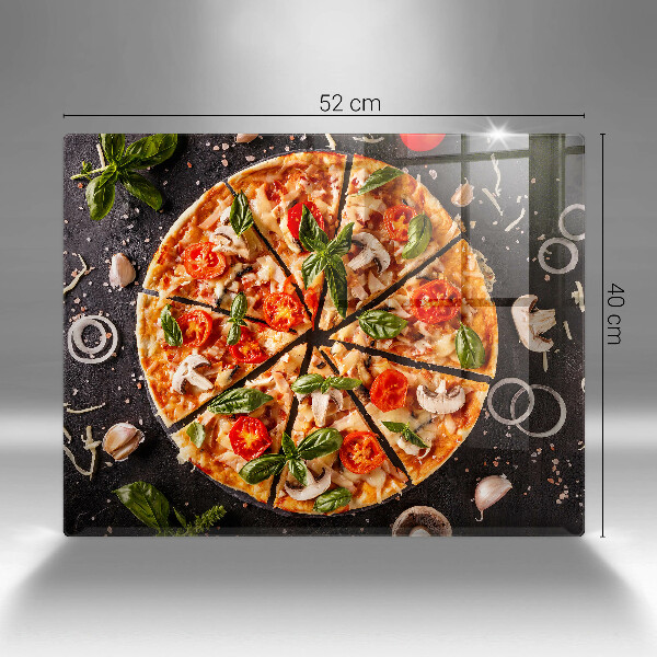 Herdabdeckplatte glas Pizza mit Pilzen