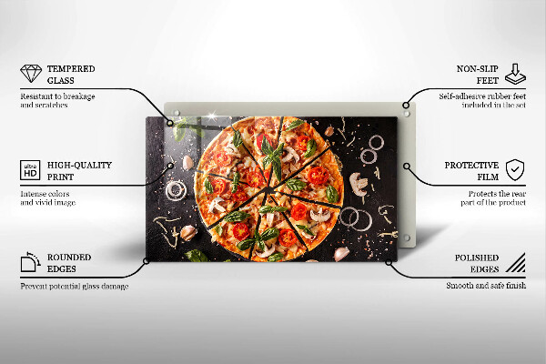 Herdabdeckplatte glas Pizza mit Pilzen