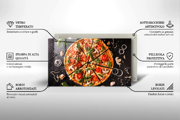 Herdabdeckplatte glas Pizza mit Pilzen