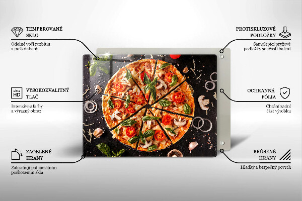 Herdabdeckplatte glas Pizza mit Pilzen