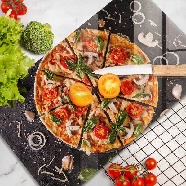 Herdabdeckplatte glas Pizza mit Pilzen