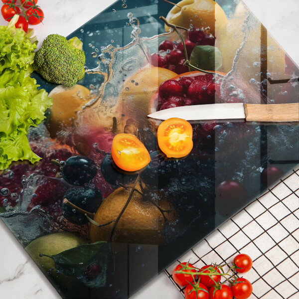 Herdabdeckplatte glas Früchte im Wasser