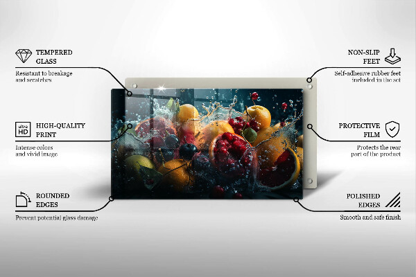 Herdabdeckplatte glas Früchte im Wasser