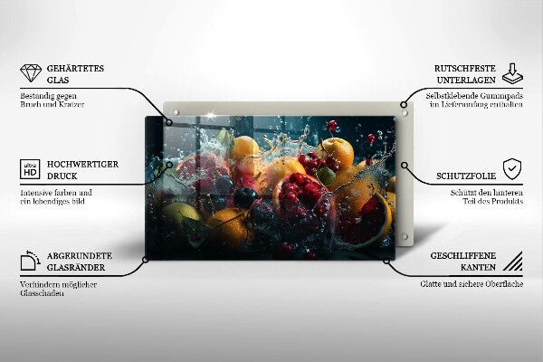 Herdabdeckplatte glas Früchte im Wasser