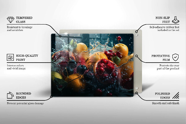 Herdabdeckplatte glas Früchte im Wasser